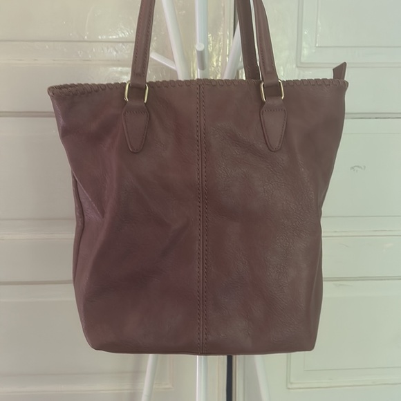 Large Mauve Boho Bag with Top Zipper - Picture 5 of 5